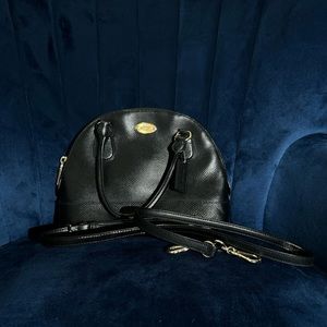 AUTHENTIC COACH BLACK CROSS GRAIN LEATHER MINI CORA DOMED SATCHEL - F34090